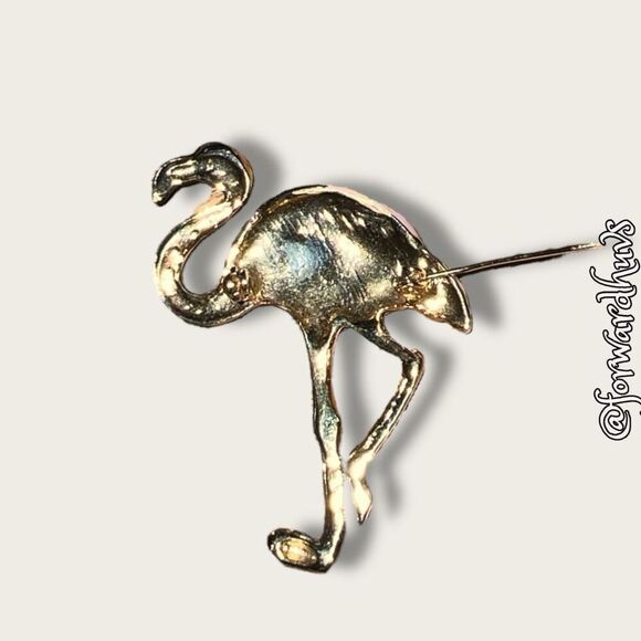 Bundle Sale 3 for $15 | Pink Enamel Flamingo Rhinestone Brooch - Picture 5 of 9